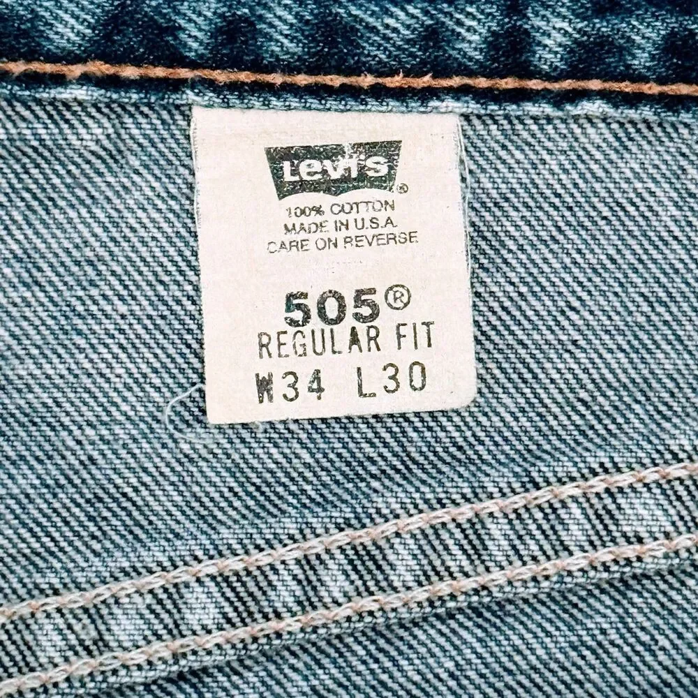 Vintage Levi's 505 Jeans 34x30 Made in USA Medium Wash Regular Straight Leg EUC
